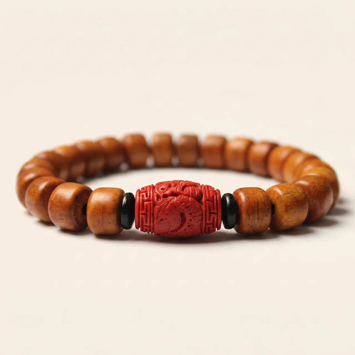 Carved Bone Om Mantra Beaded Bracelet