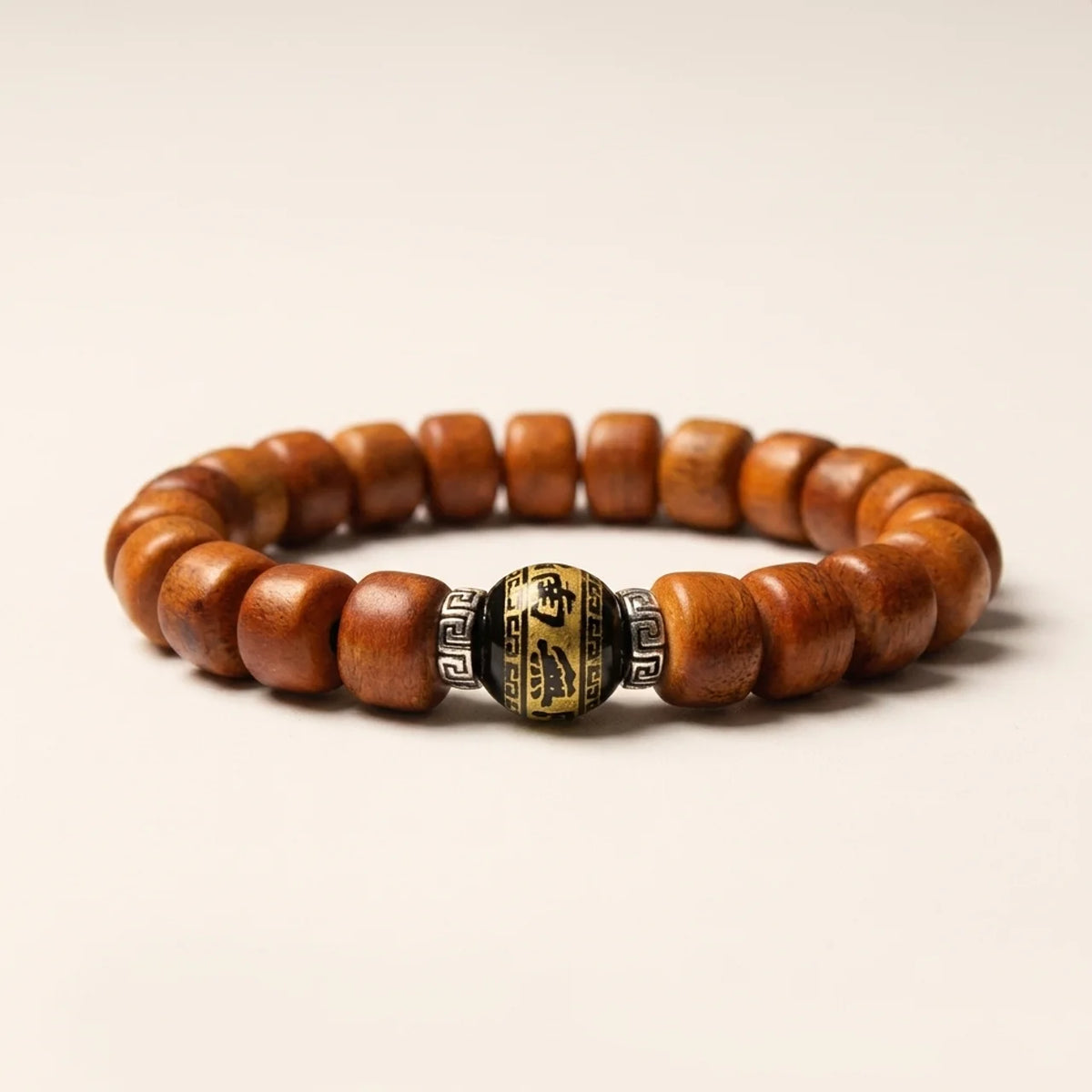 Carved Bone Om Mantra Beaded Bracelet