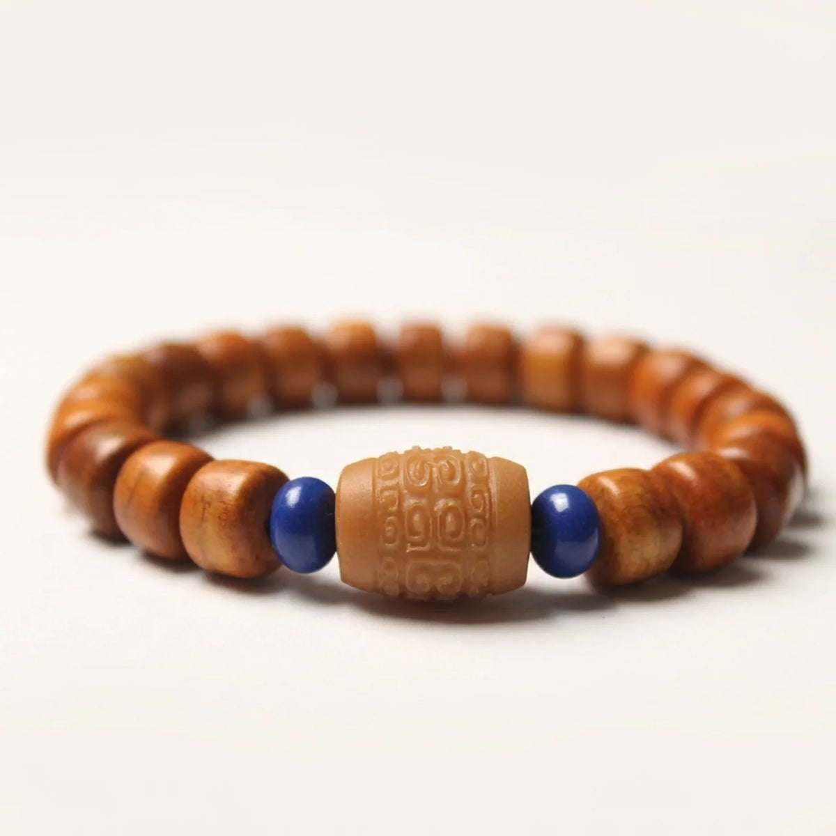 Carved Bone Om Mantra Beaded Bracelet