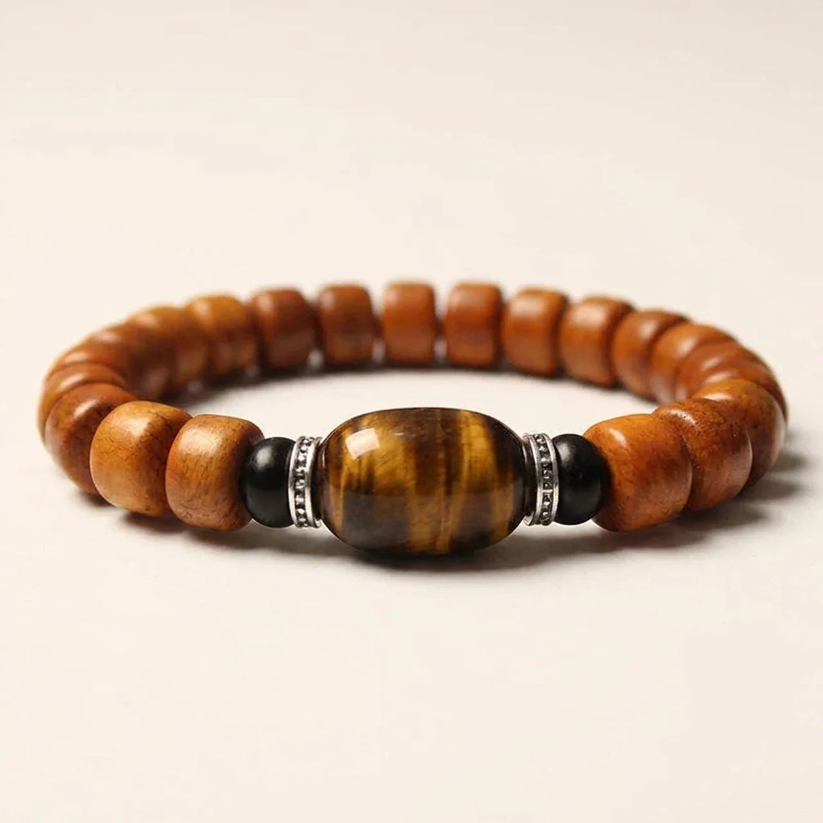 Carved Bone Om Mantra Beaded Bracelet