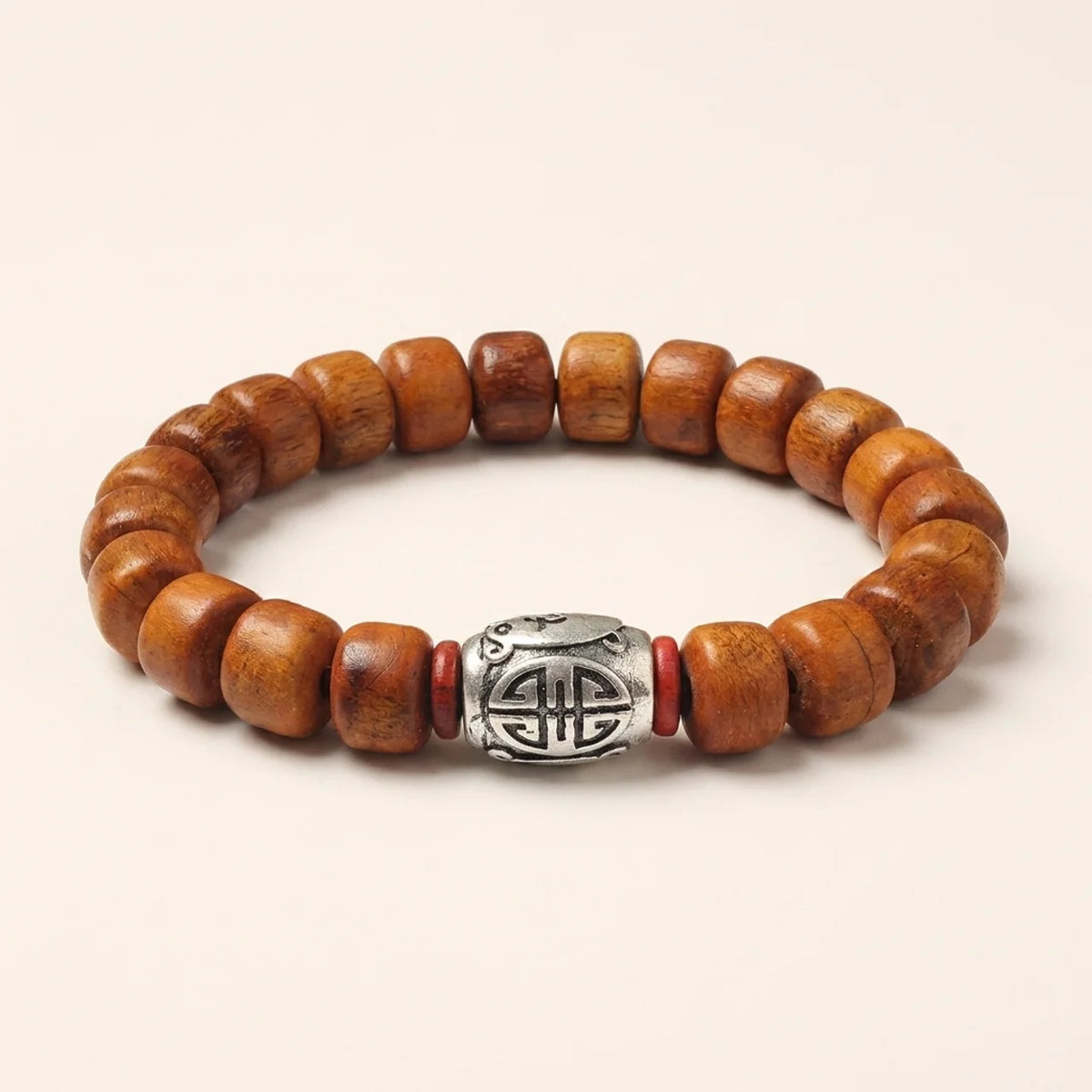 Carved Bone Om Mantra Beaded Bracelet