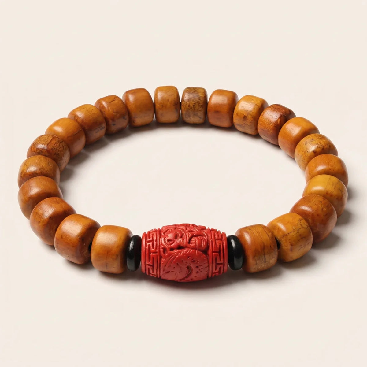 Carved Bone Om Mantra Beaded Bracelet