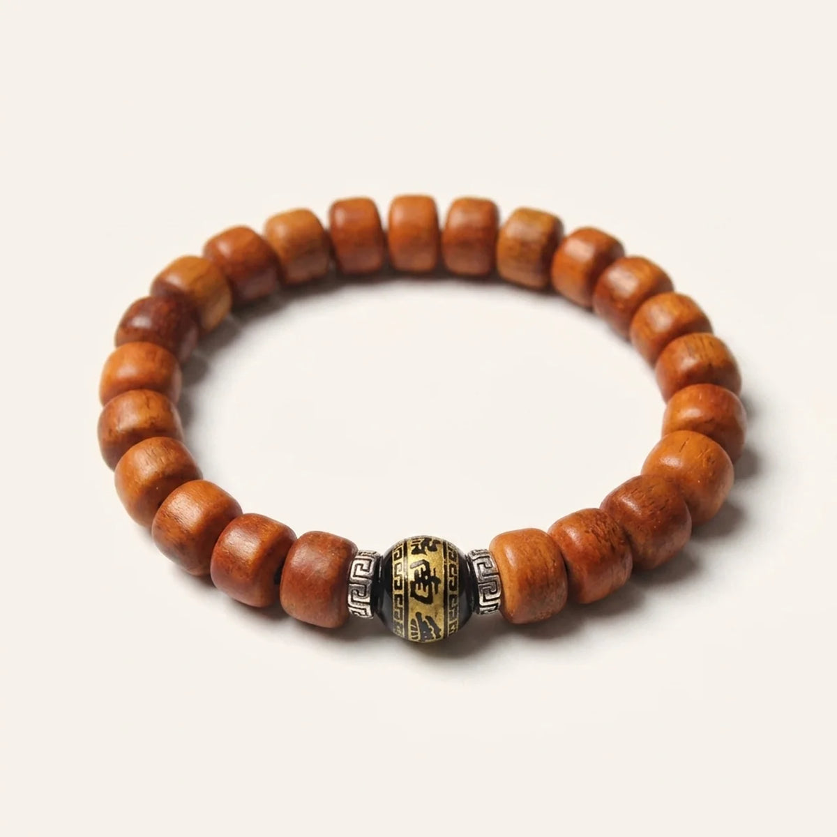 Carved Bone Om Mantra Beaded Bracelet
