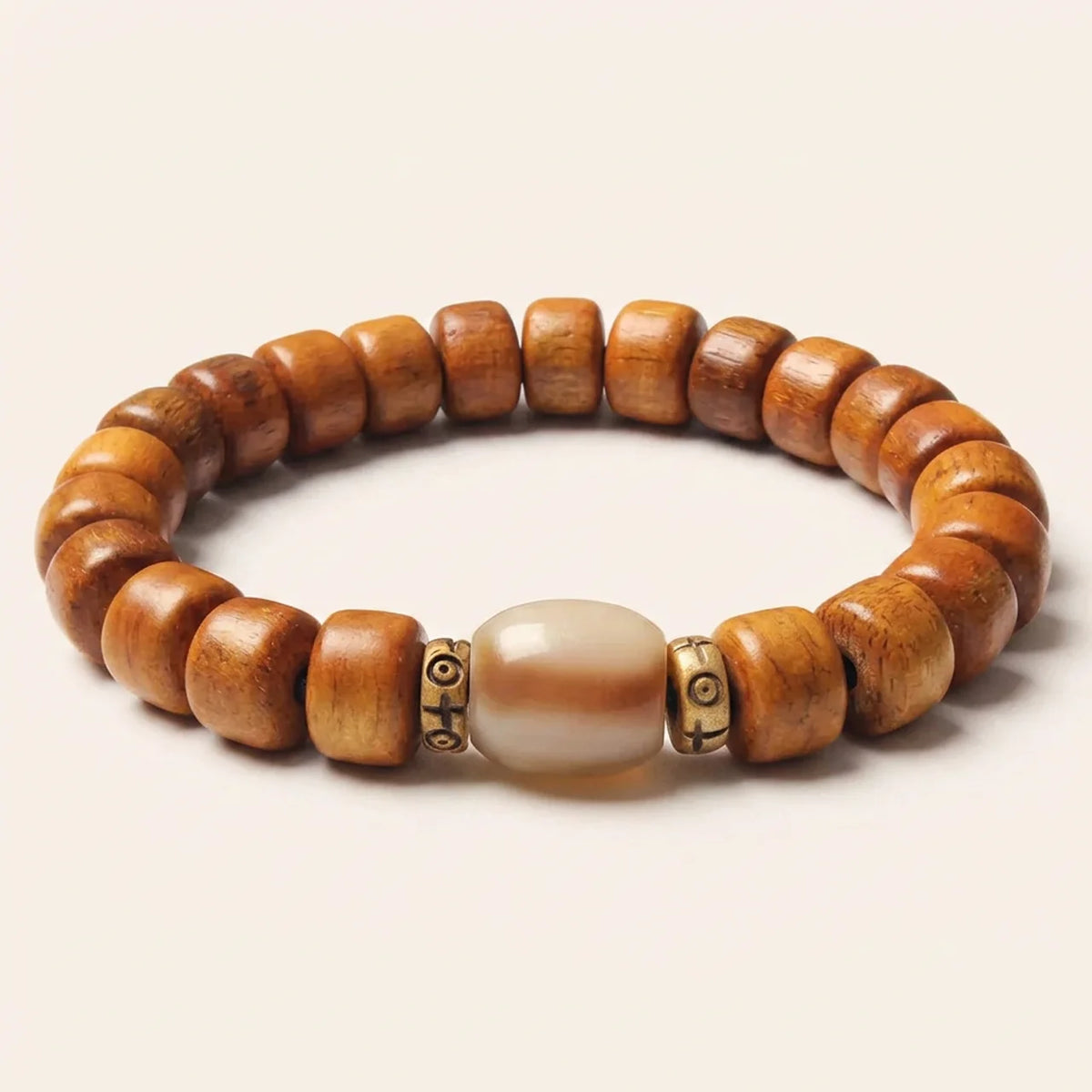 Carved Bone Om Mantra Beaded Bracelet