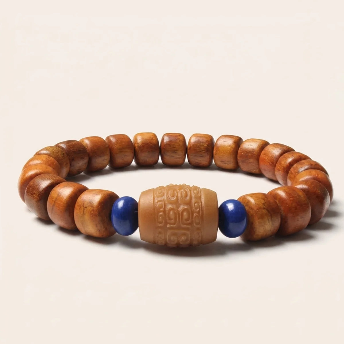 Carved Bone Om Mantra Beaded Bracelet