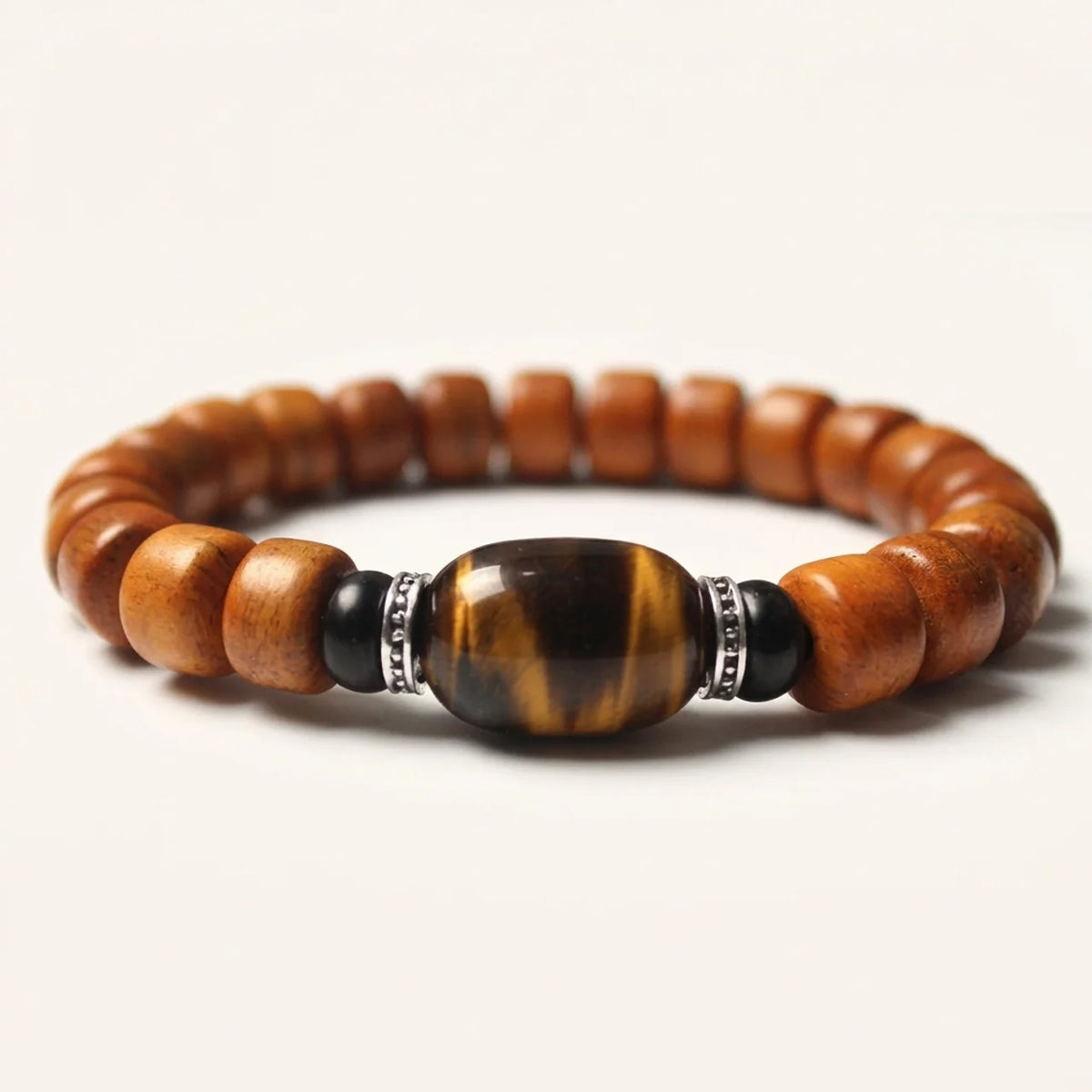 Carved Bone Om Mantra Beaded Bracelet