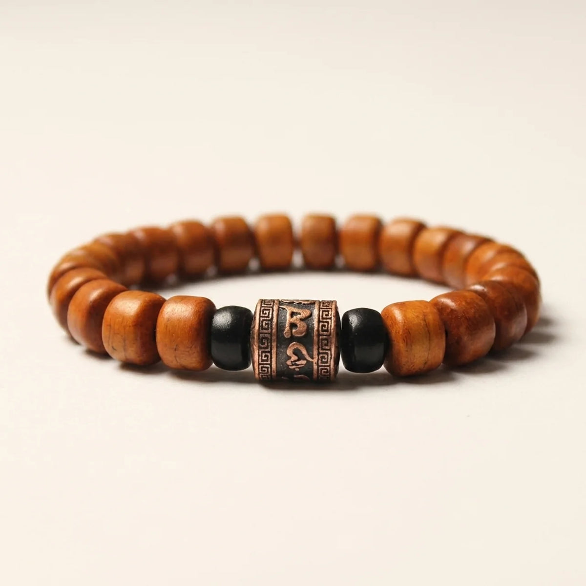 Carved Bone Om Mantra Beaded Bracelet