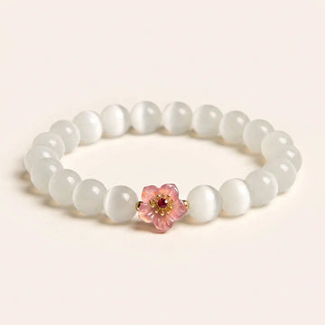 Cat's Eye Chrysoberyl Flower Charm Bracelet