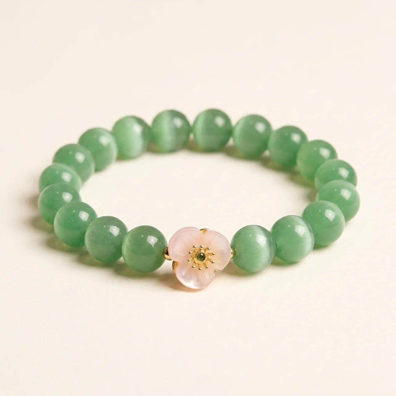 Cat's Eye Chrysoberyl Flower Charm Bracelet