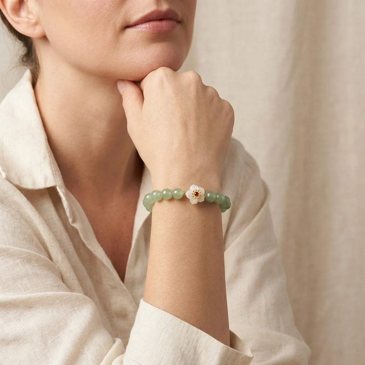Katzenauge Chrysoberyll Blumen Armband