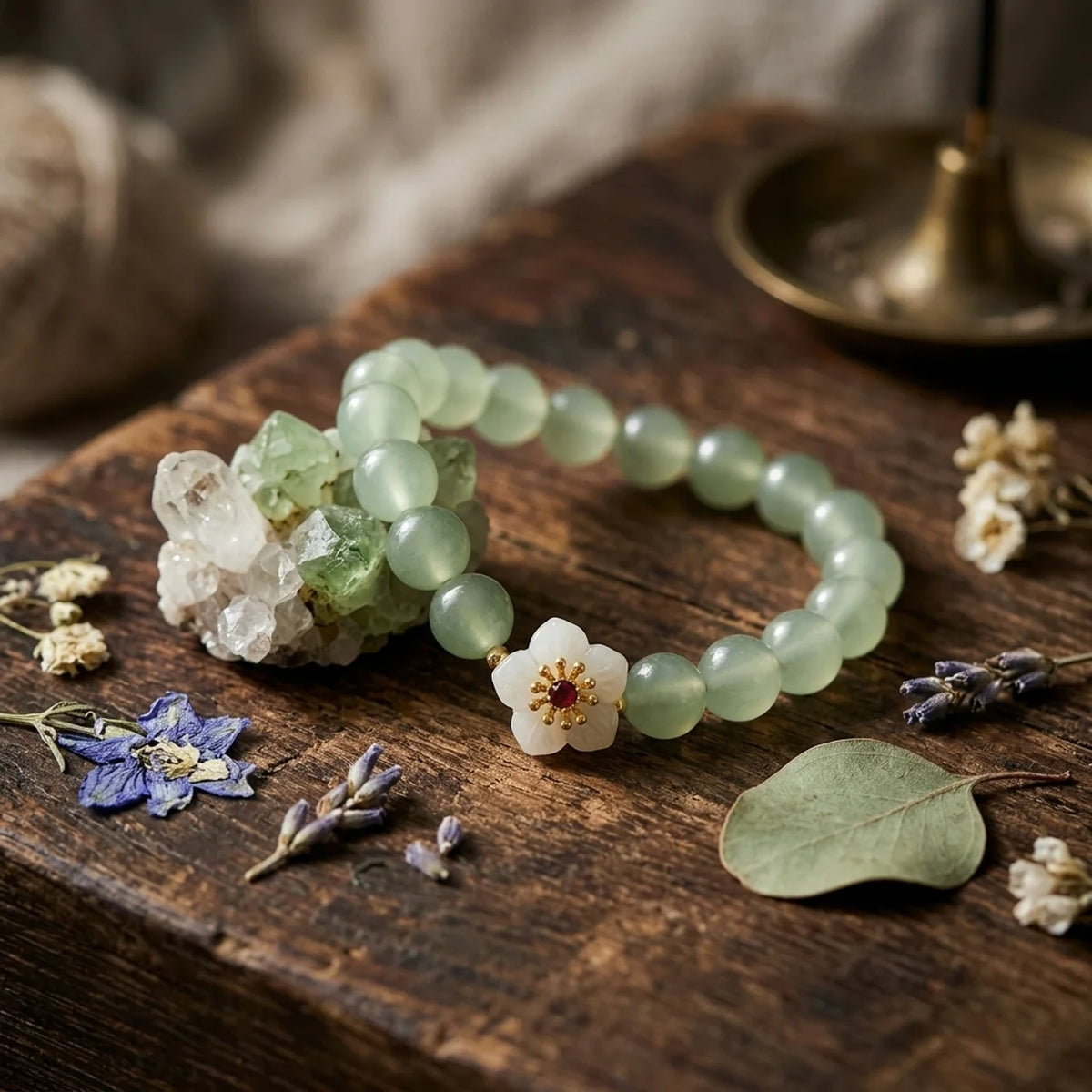 Katzenauge Chrysoberyll Blumen Armband
