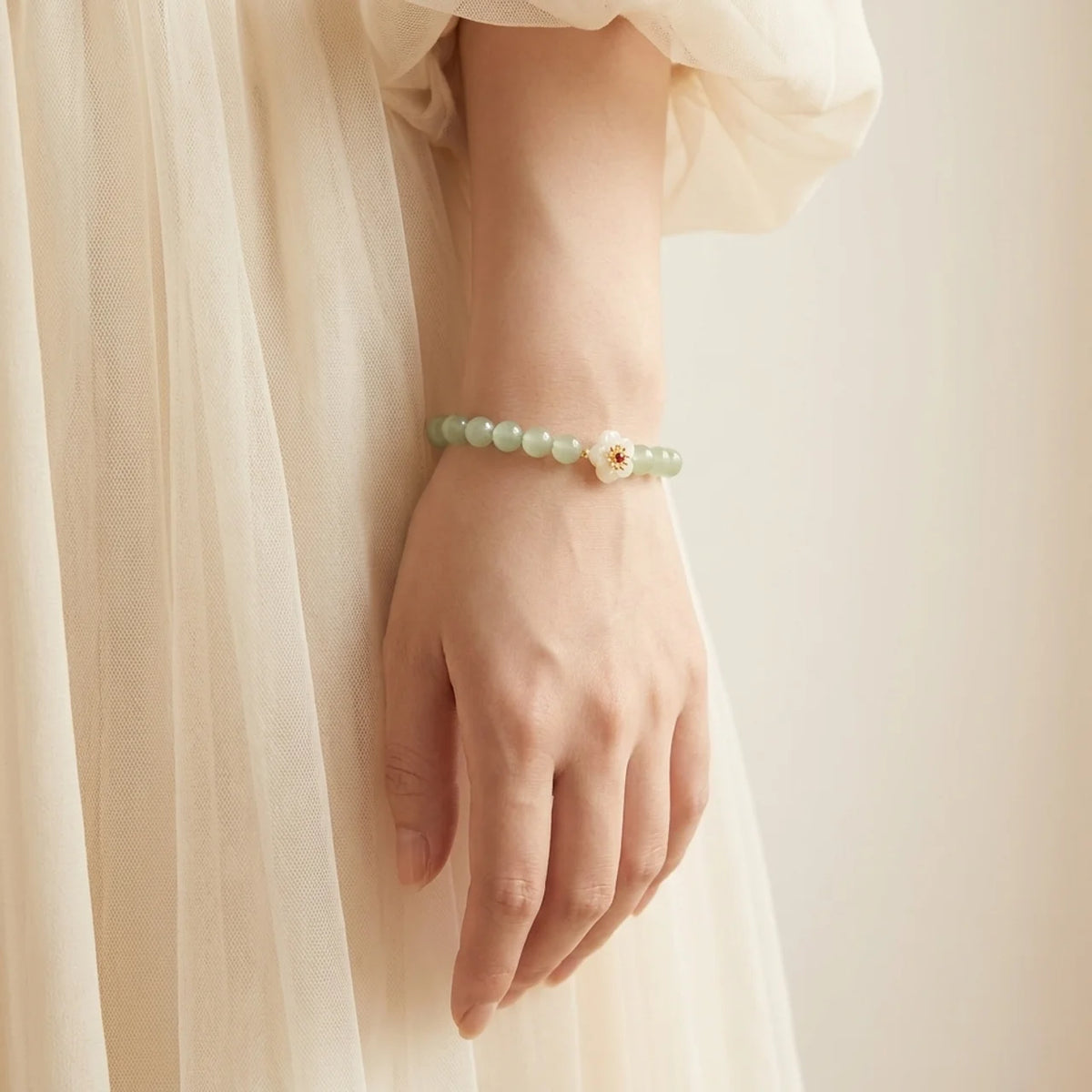 Katzenauge Chrysoberyll Blumen Armband