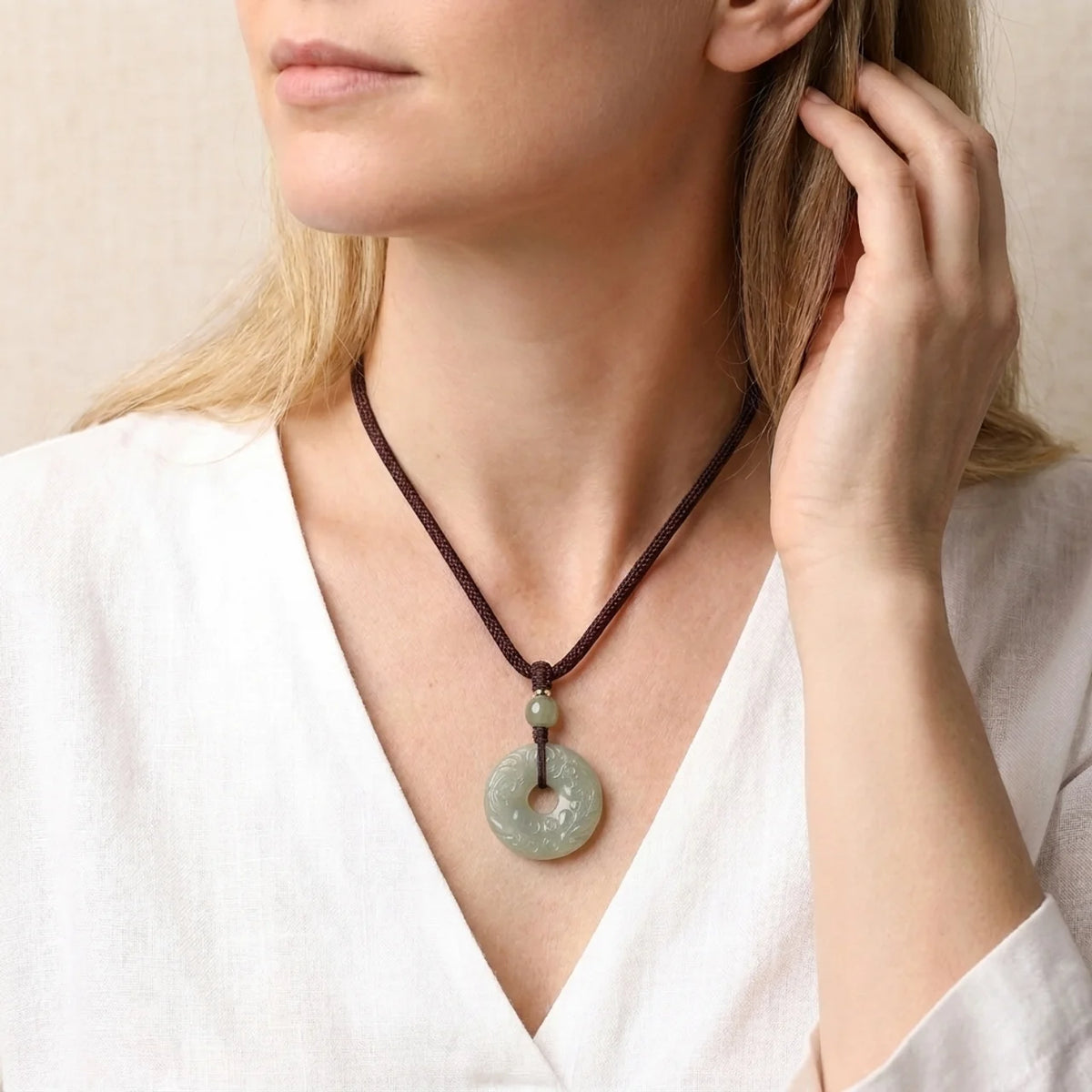 Celadon-Hetian-Jade-Pixiu-Anhänger-Halskette