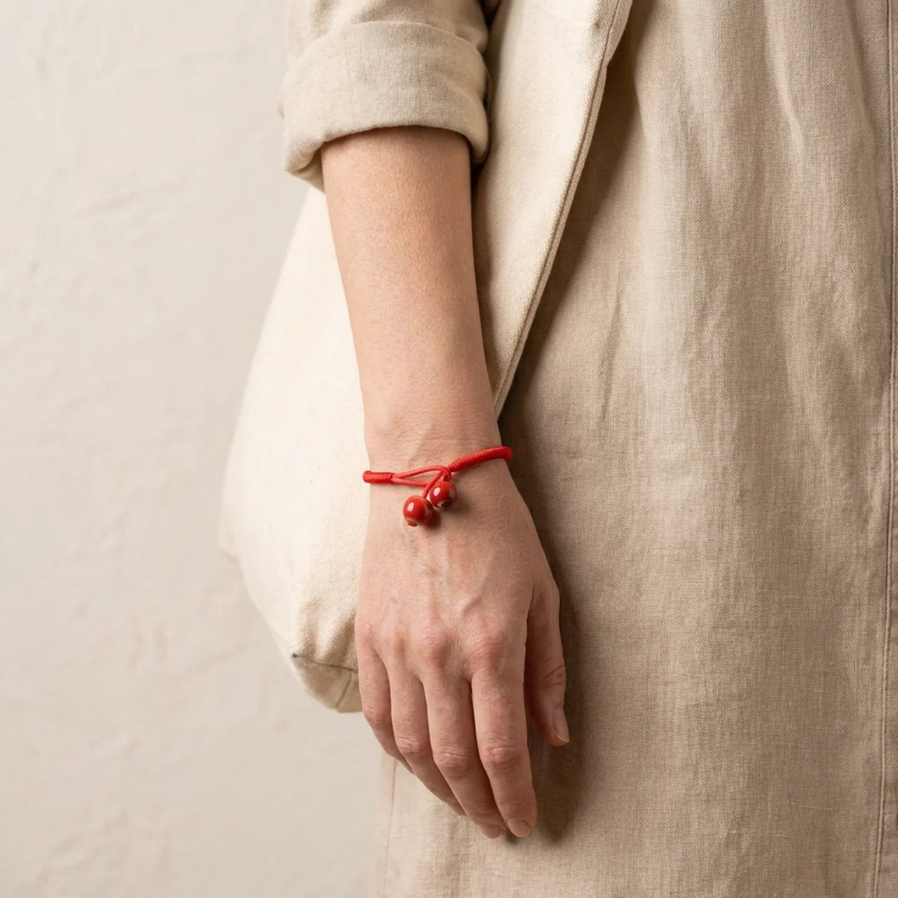 Ceramic Red String Lucky Knot Bracelet