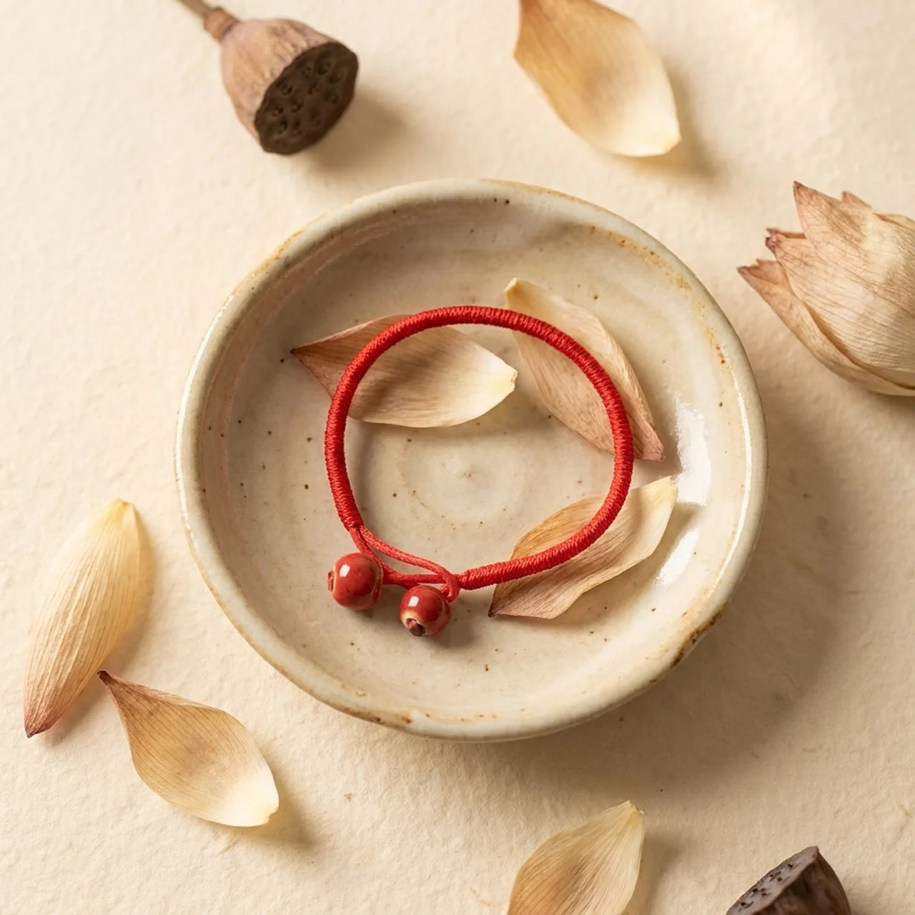 Ceramic Red String Lucky Knot Bracelet
