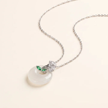 Chalcedony Ginkgo Peace Buckle Pendant Necklace