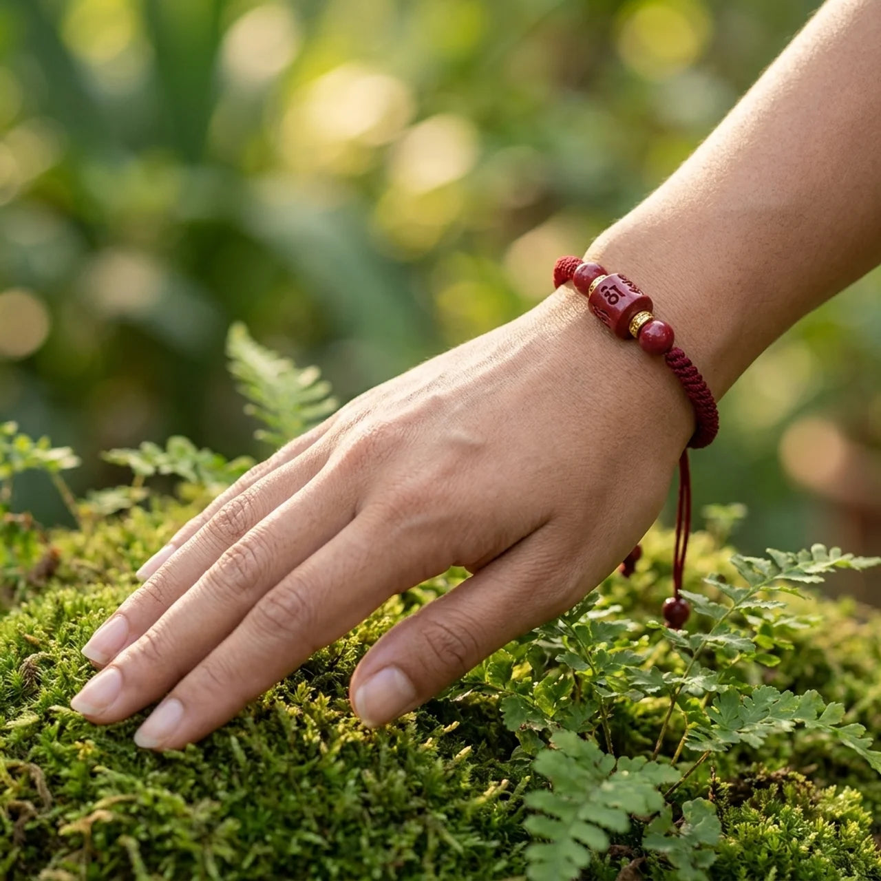 Cinnabar Om Mani Padme Hum Red String Bracelet