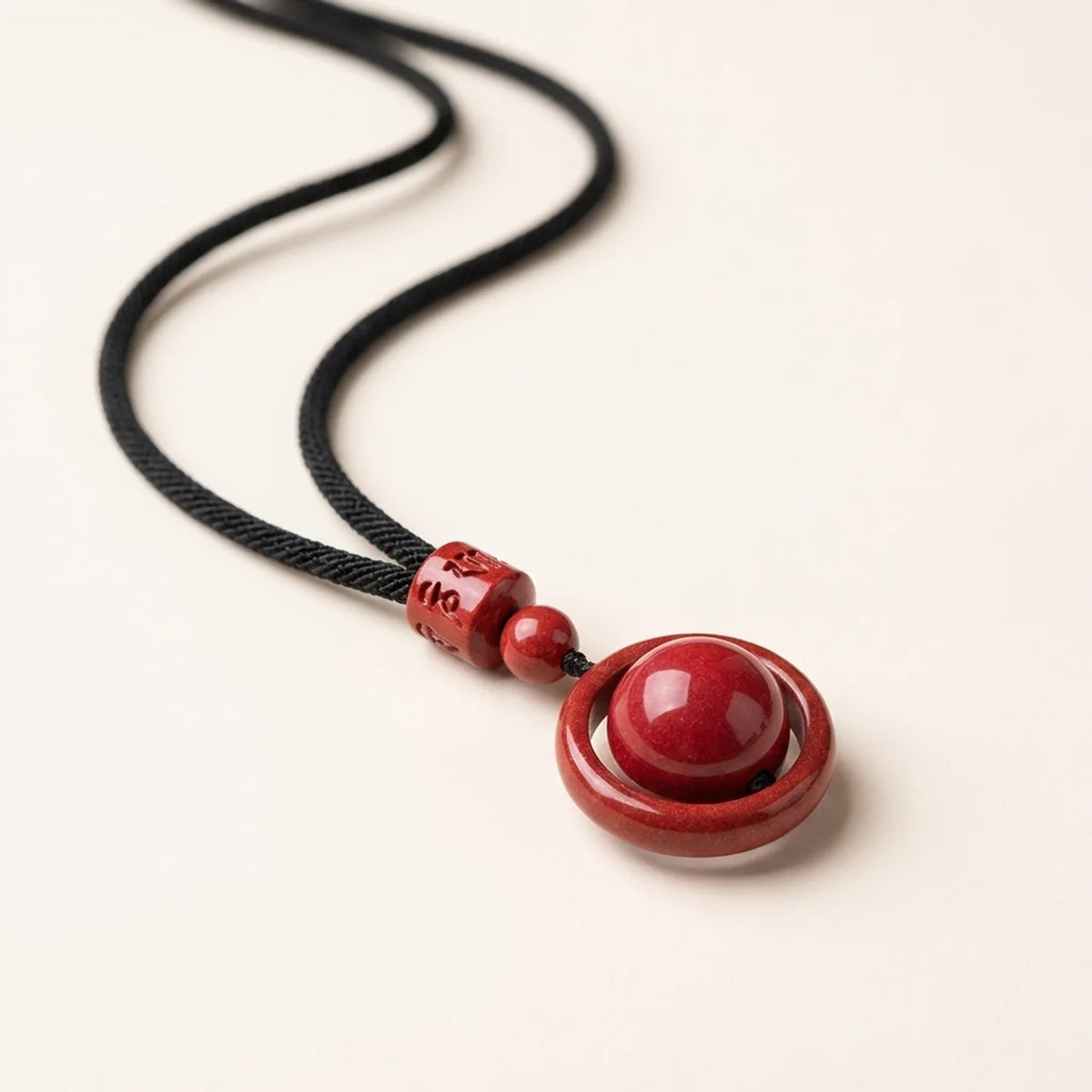Cinnabar Pixiu Mantra Pendant Necklace