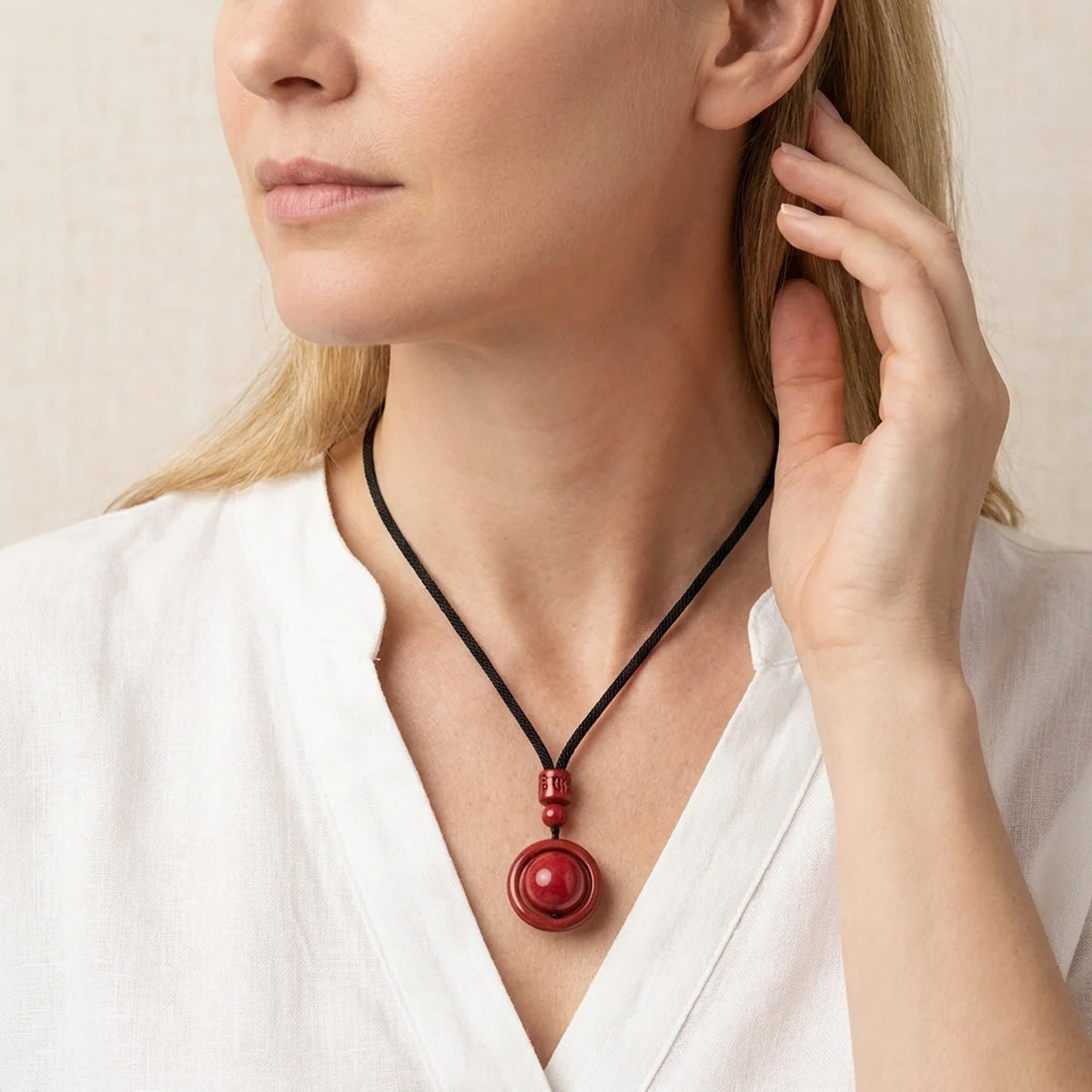 Cinnabar Pixiu Mantra Pendant Necklace