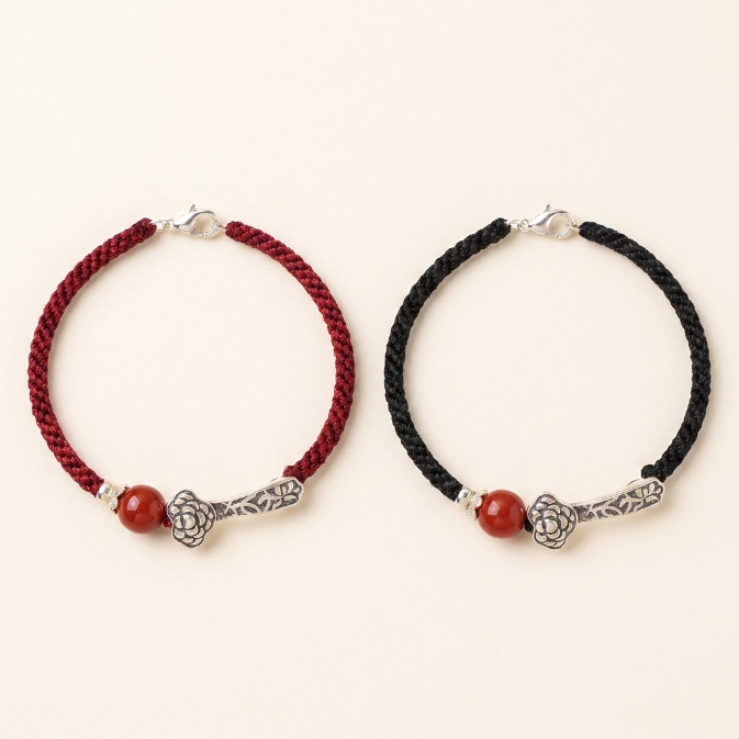 Cinnabar Silver Red String Bracelet