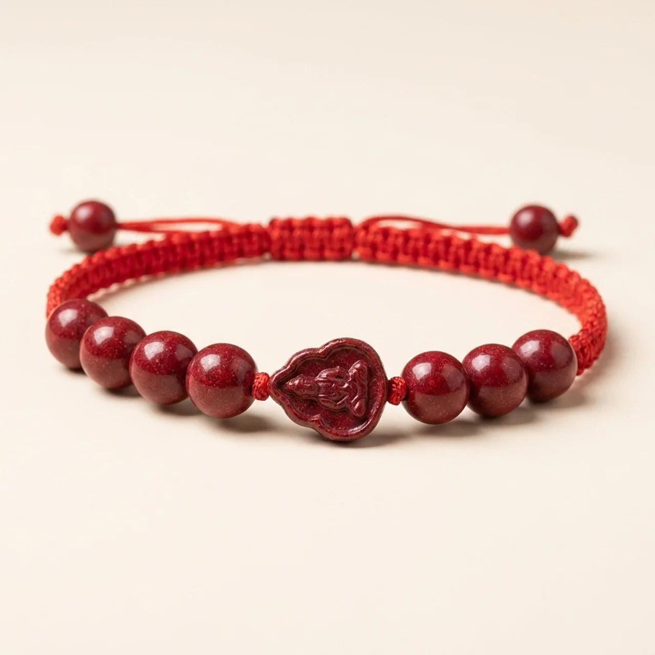 Cinnabar Buddha Guan Yin Red String Bracelet