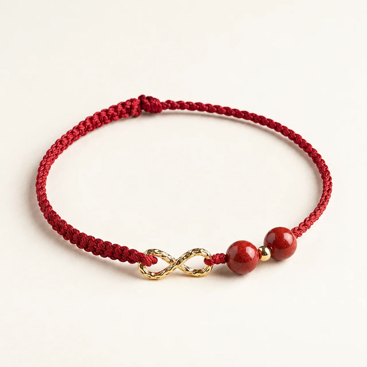 Bracelet Fil Rouge Cinabre et Infini Doré