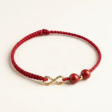 Bracelet Fil Rouge Cinabre et Infini Doré
