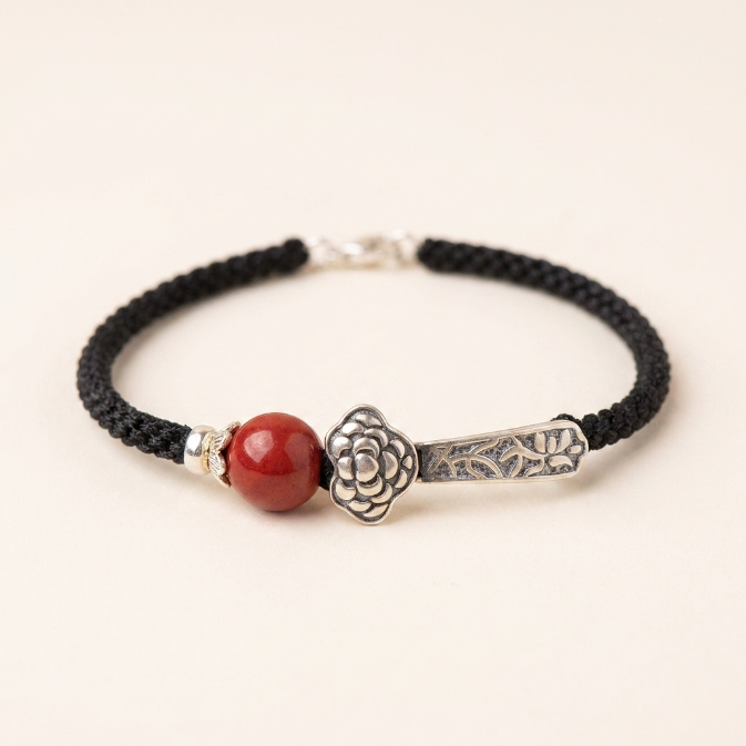 Cinnabar Silver Red String Bracelet