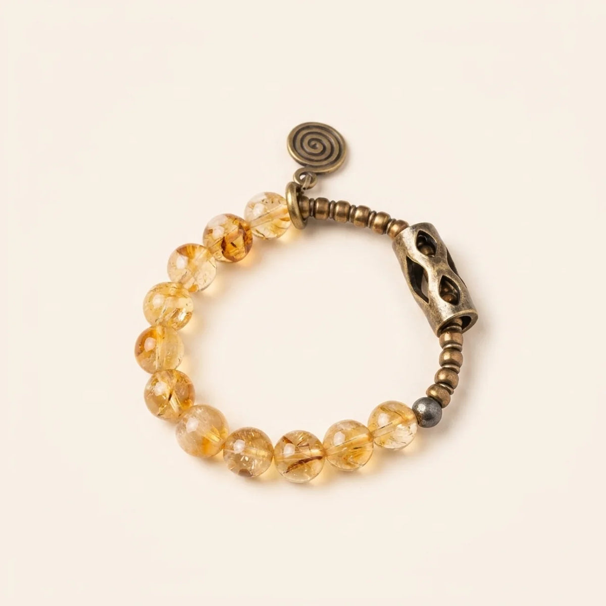 Citrin Messing Perlenarmband
