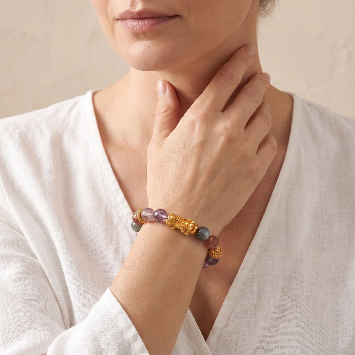 Citrine Super Seven Pixiu Beaded Bracelet