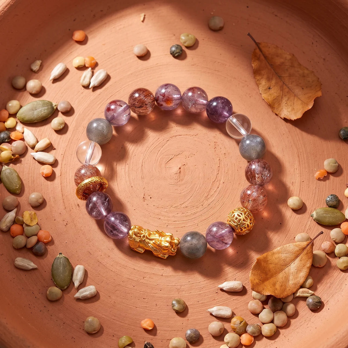 Citrine Super Seven Pixiu Beaded Bracelet