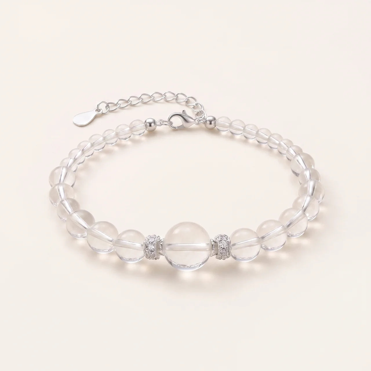 Clear Quartz Adjustable Beaded Bracelet