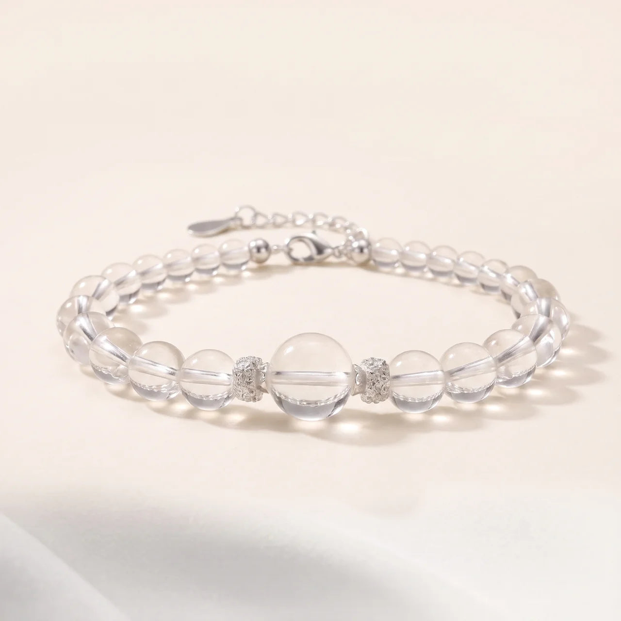 Clear Quartz Adjustable Beaded Bracelet