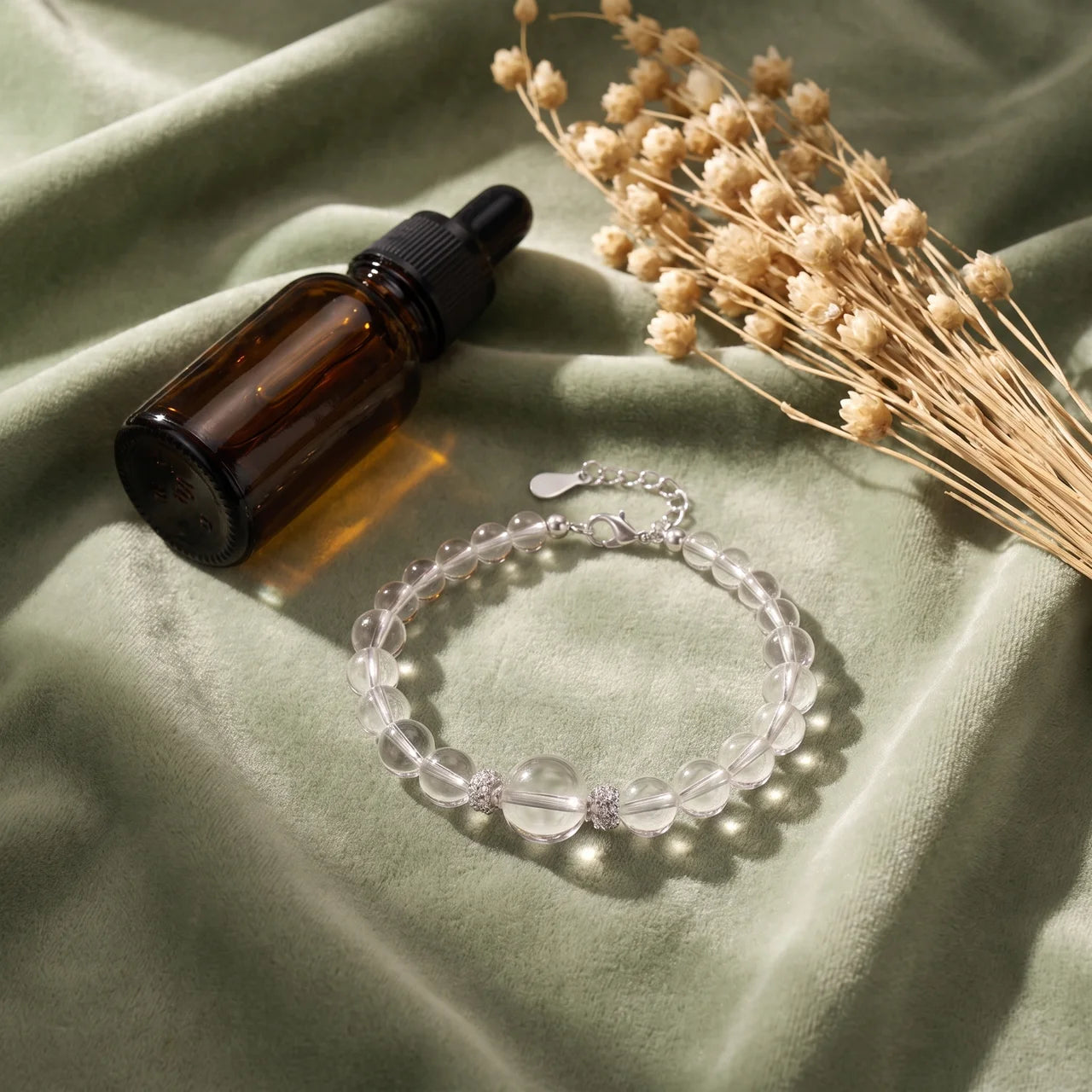 Clear Quartz Adjustable Beaded Bracelet