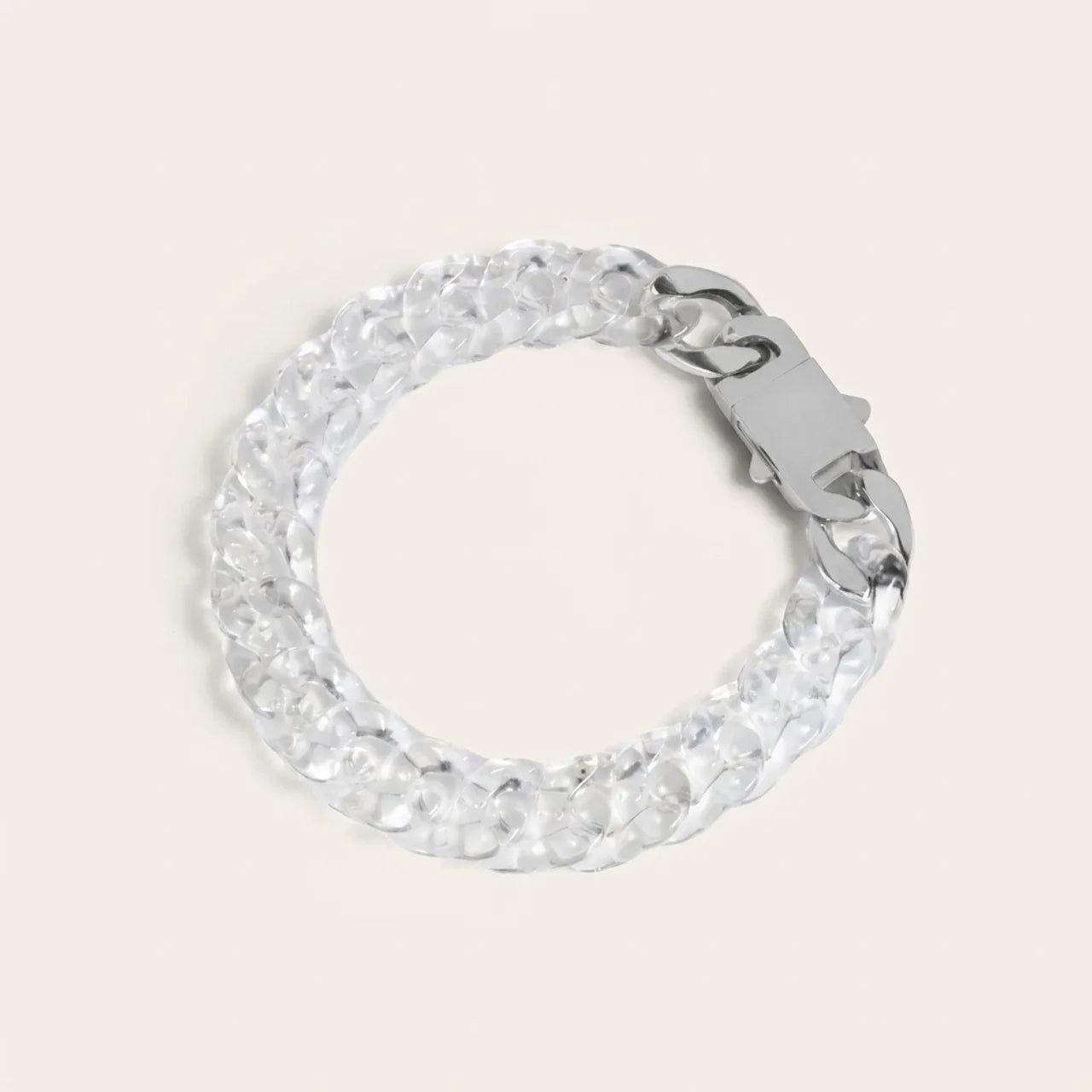 Clear Quartz Cuban Link Chain Bracelet