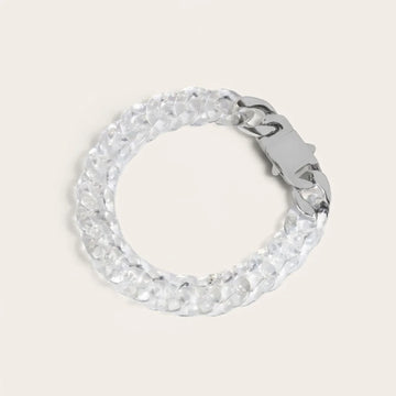 Clear Quartz Cuban Link Chain Bracelet