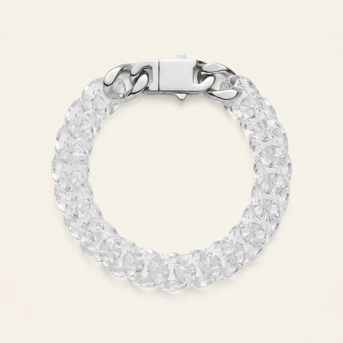 Clear Quartz Cuban Link Chain Bracelet
