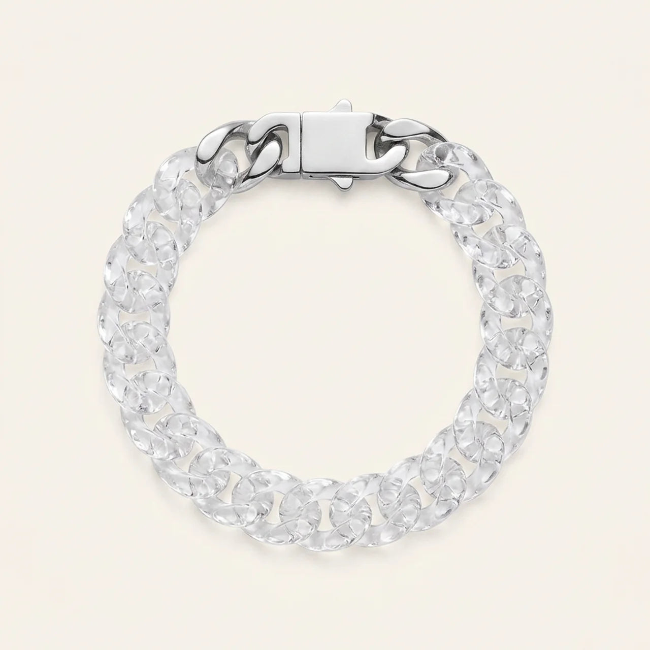 Clear Quartz Cuban Link Chain Bracelet