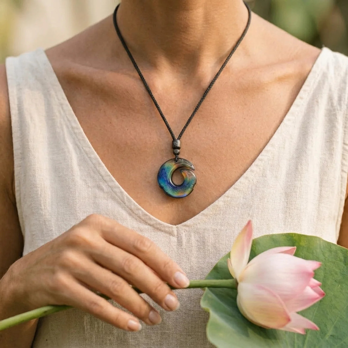Color-Changing Liuli Peace Buckle Necklace