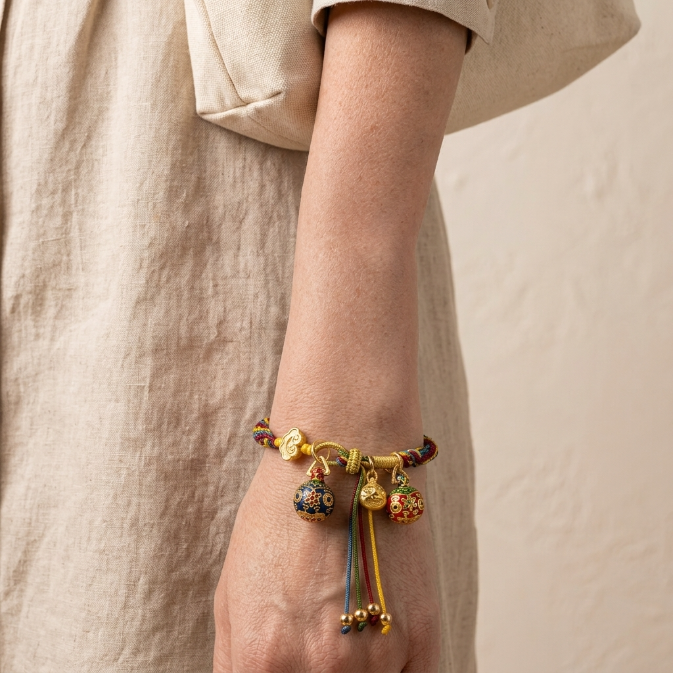 Colorful String Swallowing Beast Reincarnation Knot Bracelet