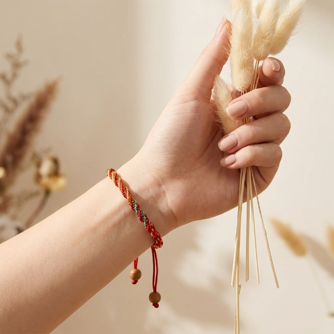 Copper Bead Braided Rope Bracelet