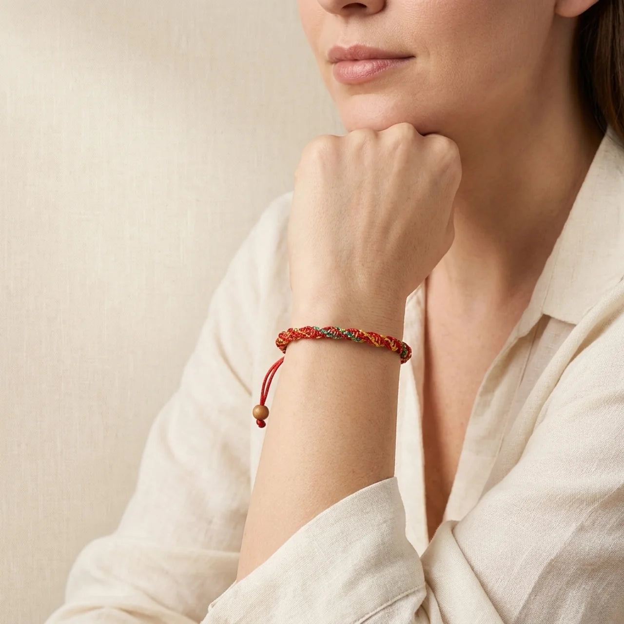 Copper Bead Braided Rope Bracelet