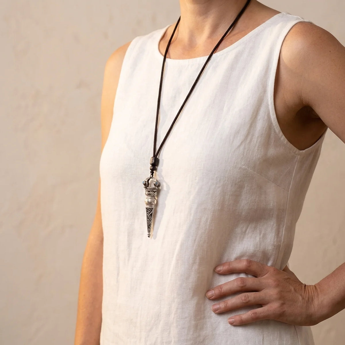 Copper Dorje Vajra Protection Pendant Necklace