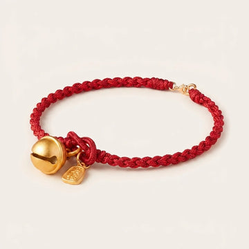 Copper Fu Character Bell Red Rope Bracelet