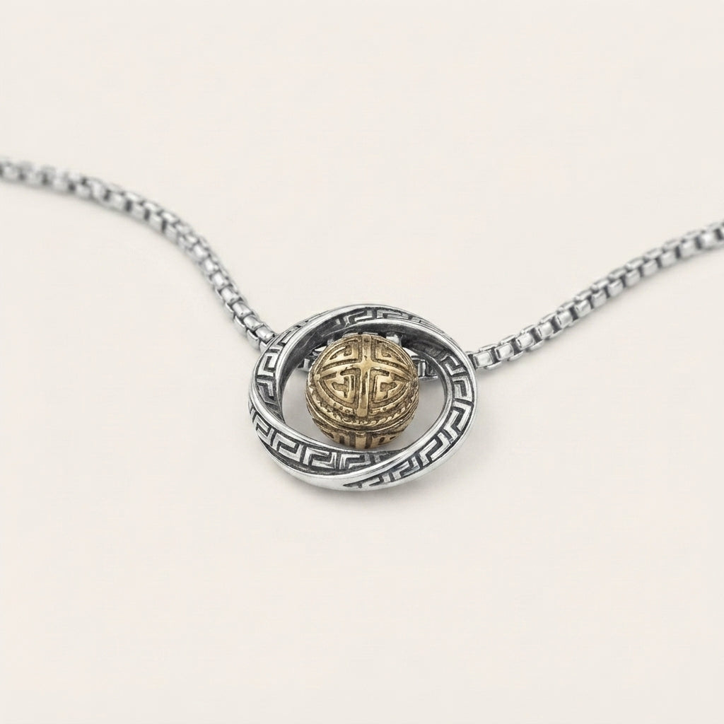 Copper Mobius Lucky Bead Pendant Necklace