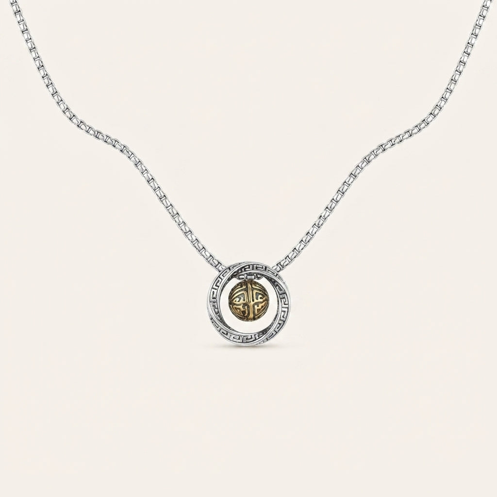 Copper Mobius Lucky Bead Pendant Necklace