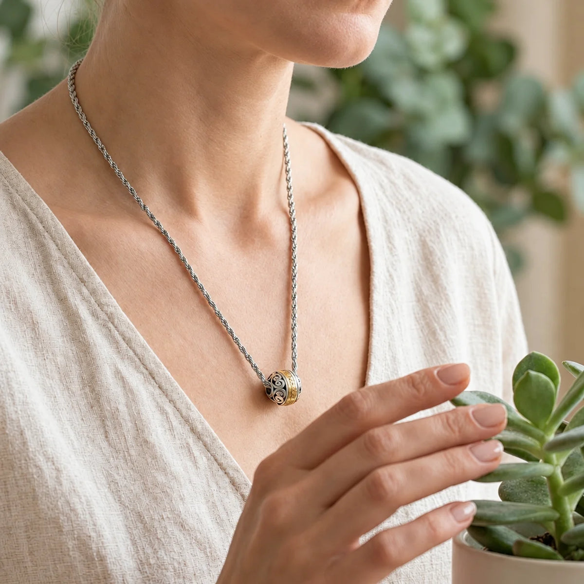 Copper Nine-Character Mantra Pendant Necklace