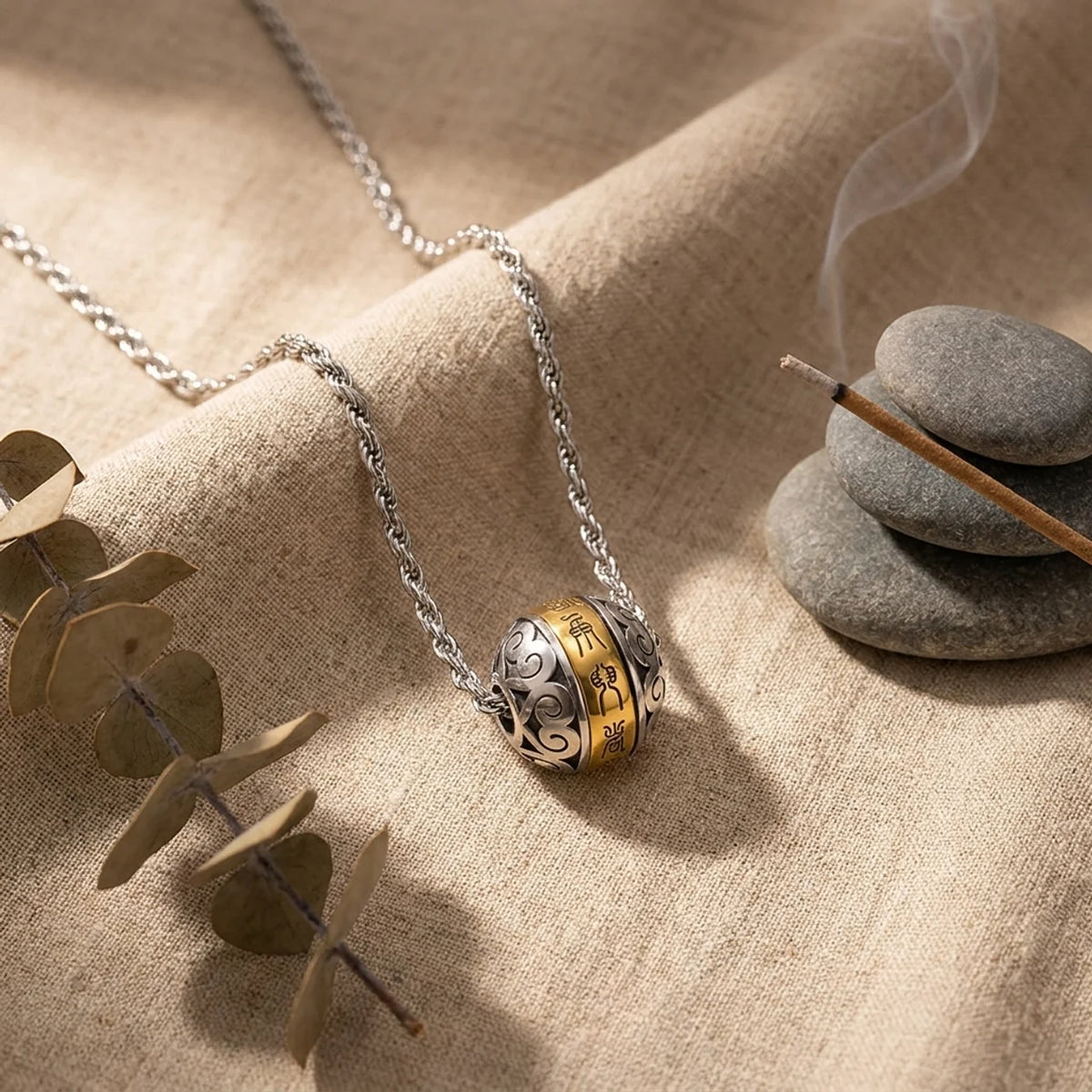Copper Nine-Character Mantra Pendant Necklace