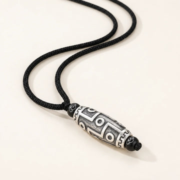 Copper Nine-Eye Dzi Auspicious Clouds Pendant Necklace