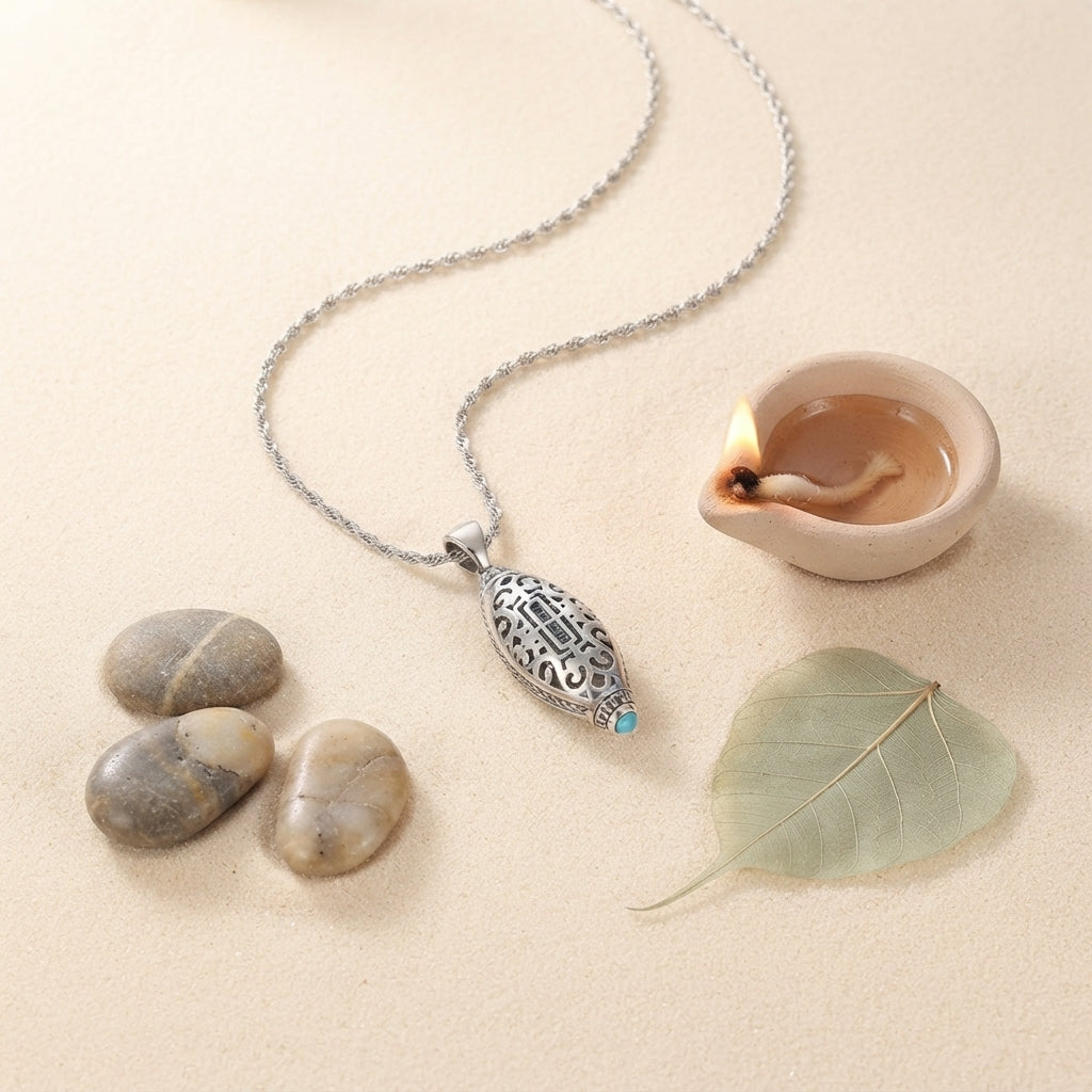 Copper Om Mani Padme Hum Pendant Necklace